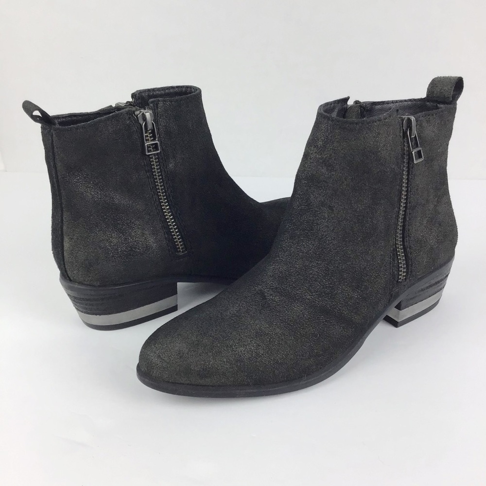 Steven by Steve Madden Pewter Roger Nubuck Leather Ankle Bootie | 6